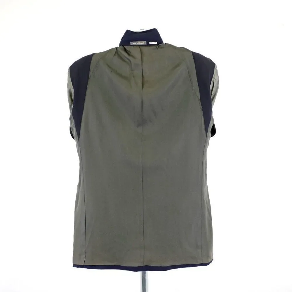 Oscar De La‎ Renta Blue Wool 2 Bronze Button Blazer 42L / Slim 44L